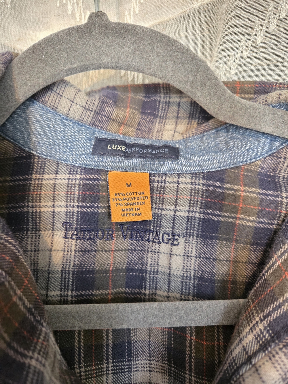 Tailor Vintage Plaid Button-Down Flannel Shirt in Navy and Brown Tones - Picture 2 of 3